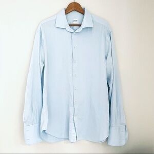 Armani Collezioni Blue Hairline Stripe Dress Shirt Large